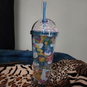 Colorful Care bear Tumbler with Straw NWT